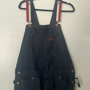 Brixton blue jean overalls, brand new with tags